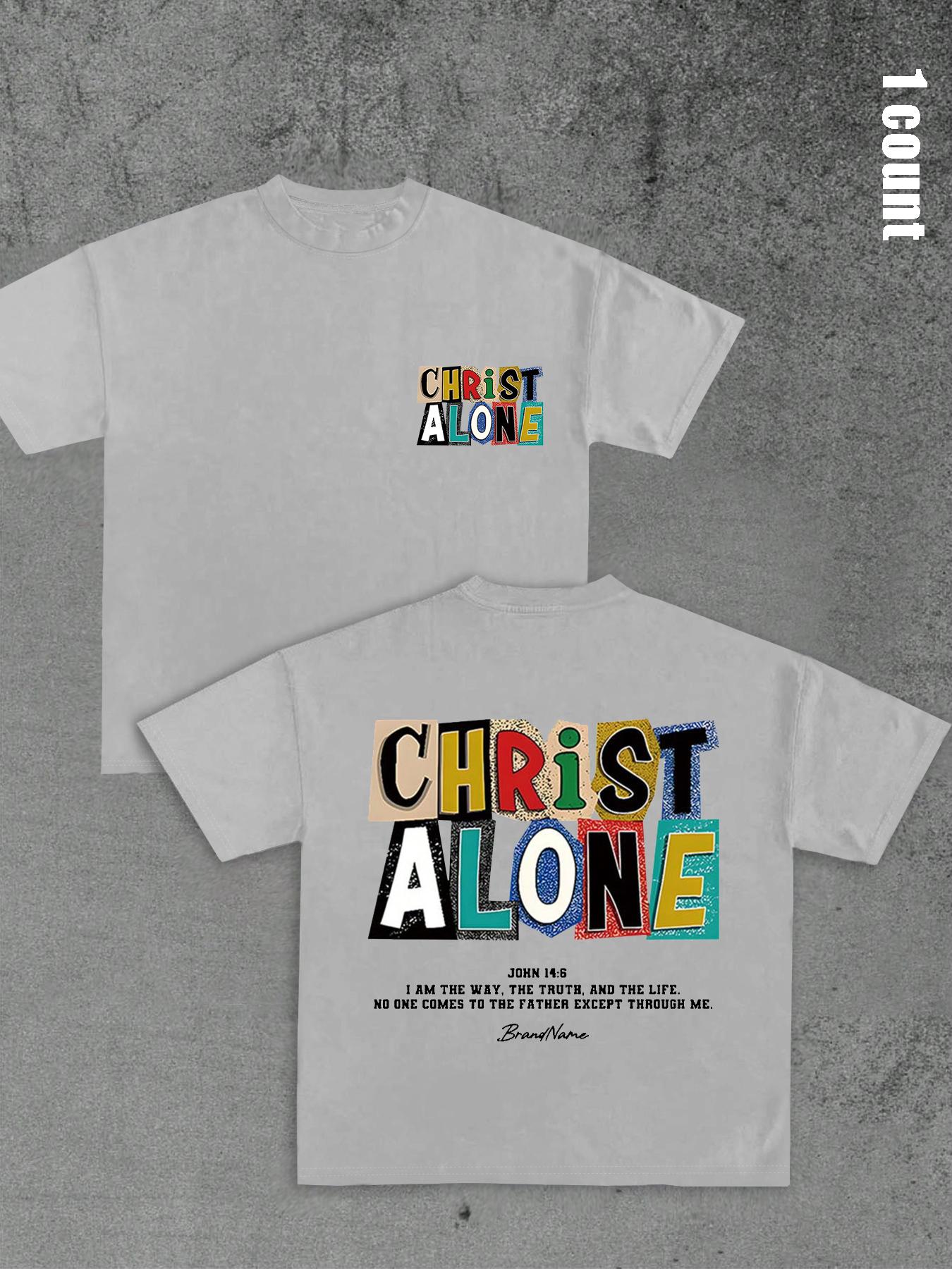 Unisex's Colorful Letter Print Round Neck Graphic Tee, Regular Fit Casual Everyday Wear Short Sleeve T-shirt for Summer, Men's Top for Daily Wear, Tropical