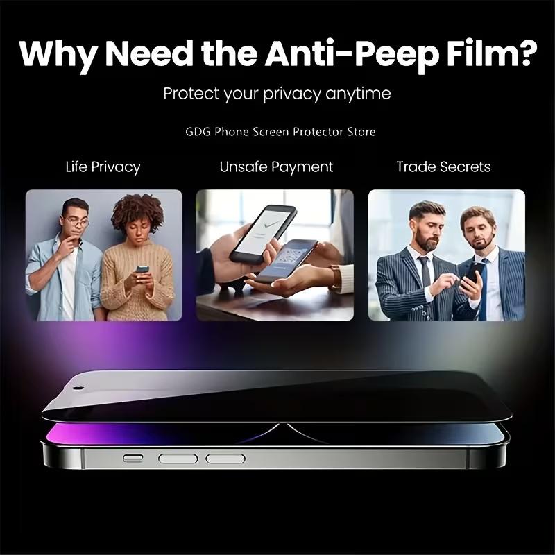 3-Pack Anti-Spy Screen Protector Film for iPhone 17promax 16promax 15promax, Privacy Phone Protection, Speaker Dust Mesh, Full Coverage
