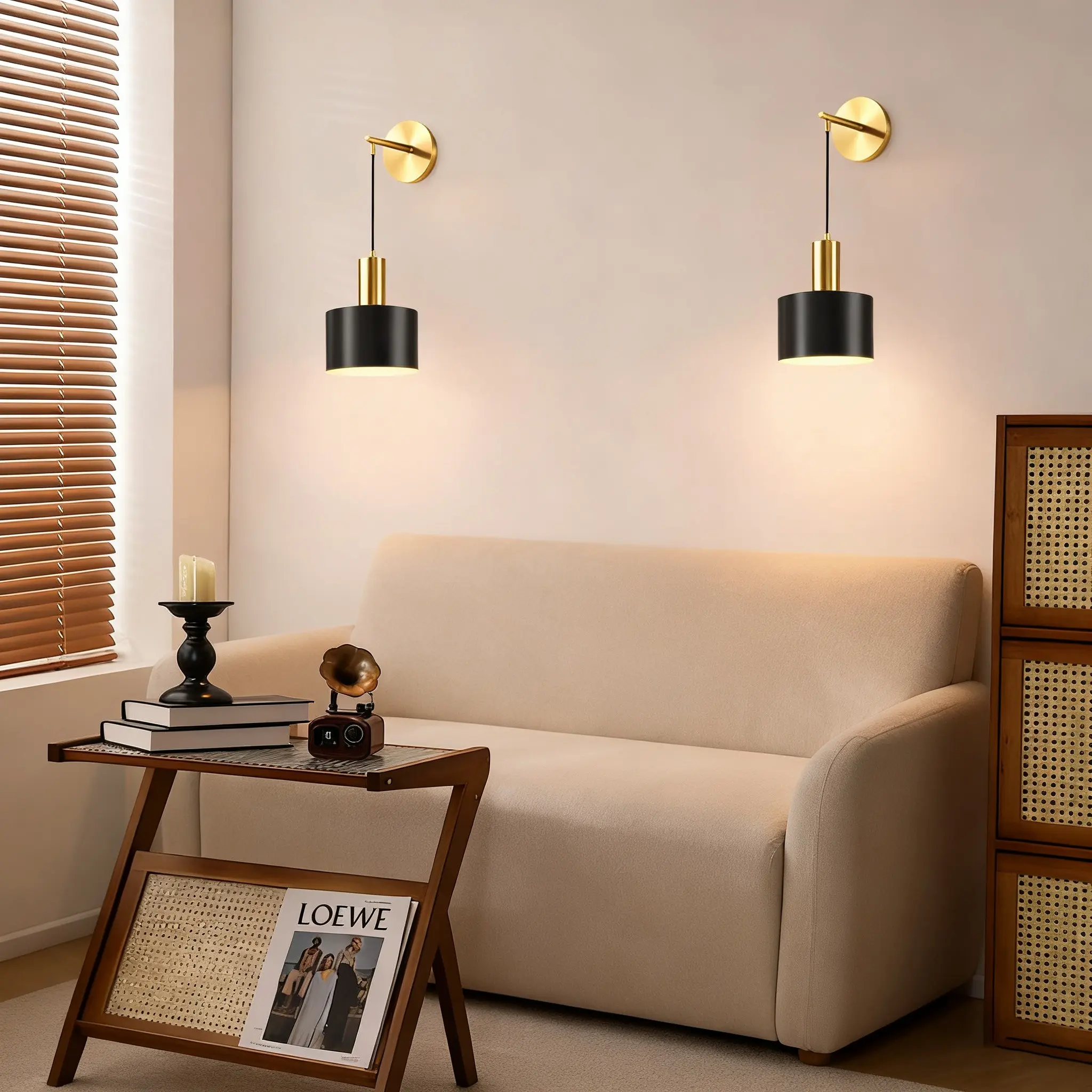 Set of 2 Retro Wall Sconces, Wall Light Fixtures, with Removable Rechargeable Bulbs, Drill-Mounted Installation, and Remote Control Switch—Ideal for Accent Lighting on Feature Walls in Living Rooms, Bedrooms, Home Offices, and Hallways