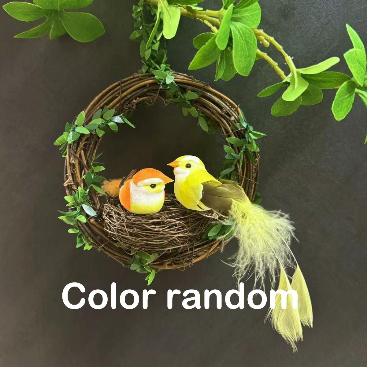 Vine Ring Birdhouse Set, Realistic Bird Model, Garden Decorative Item, Plant, Courtyard, Balcony, Study Room, Office, Home Decoration, Gift Idea