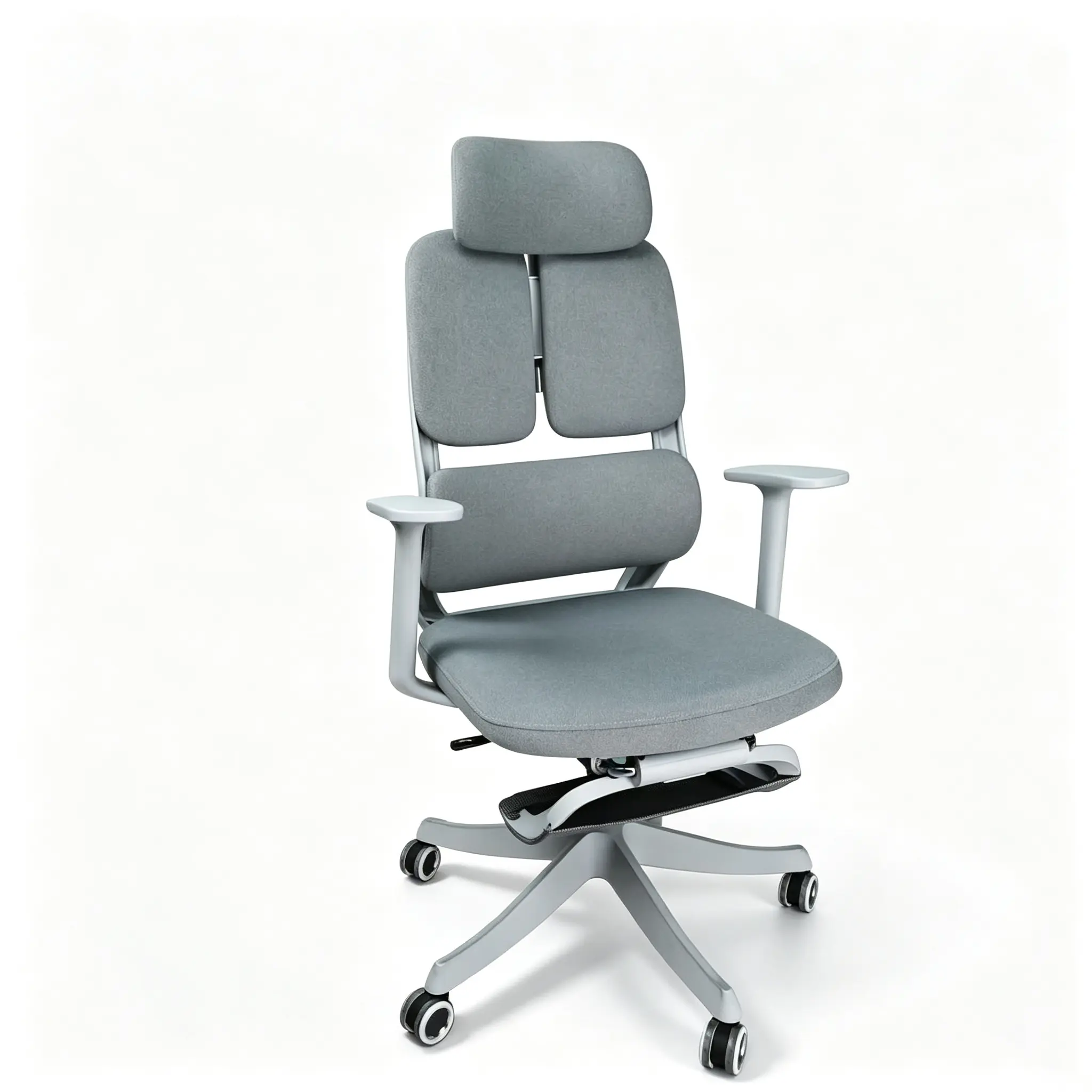 Office Desk Chair Ergonomic High Back High-Density Fixed Sponge Seat Split Lumbar Support Adjustable Headrest Independent Support Armrest Breathable Fabric Swivel Rolling for Home Office Work