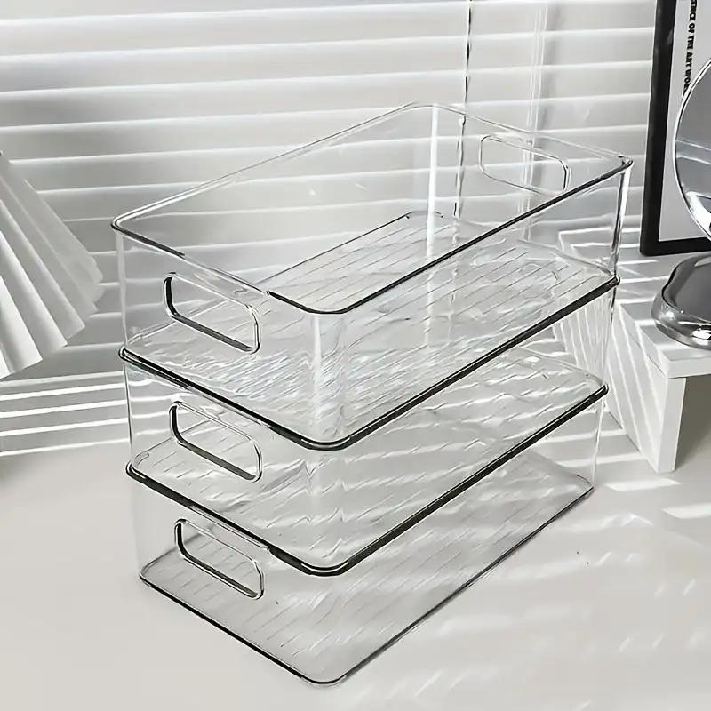 3 Pack Acrylic Drawer Organizer Clear Stackable Storage Box Kitchen Home Storage for Snacks Cosmetics Sundries Multi Purpose Container for Kitchen Bathroom Bedroom Living Room Office Christmas Halloween Gift Organization