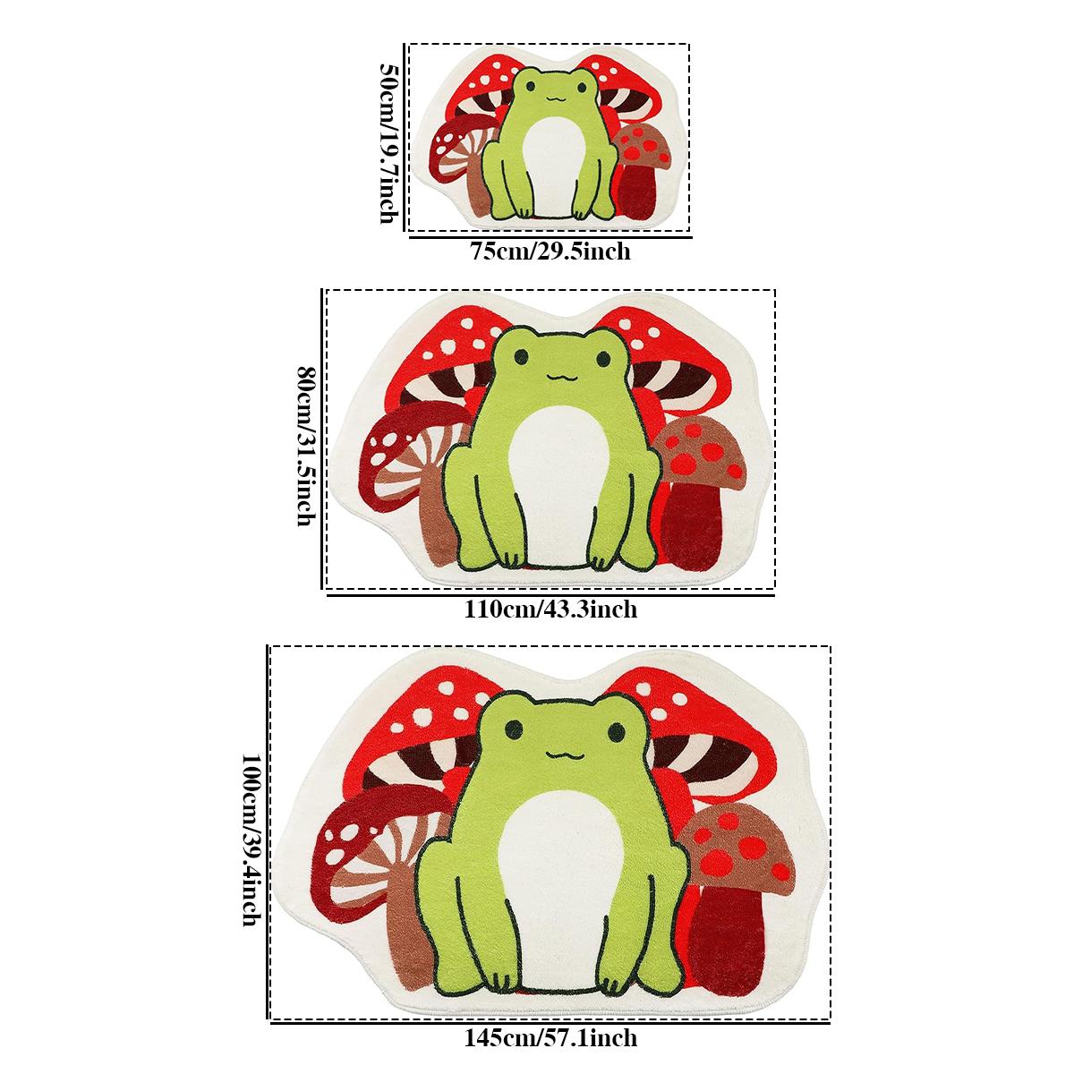 Creative Frog Mushroom Pattern Carpet, Soft Comfortable Bedroom Rug, Trendy Living Room Decor, Easy to Clean Home Decoration