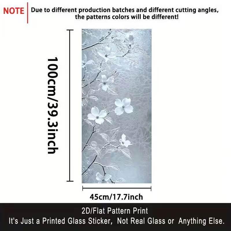 Static Glass Window Decal, 2D Flat Pattern, Elegant Design, Removable Self-Adhesive Privacy Film, Home Decor for Living Room, Kitchen, Bathroom, Bedroom, Balcony
