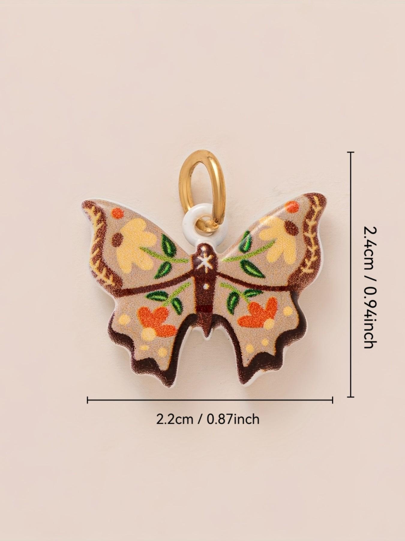 1PC Fashionable Minimalist Commute Versatile Style Pendant, Drop Painted, Strawberry, Ice Cream, Small Flower Heart, Lemon, Butterfly, Mushroom, Food Series Pendant, DIY Fashion Accessories for Keychains, Bags, and Jewelry