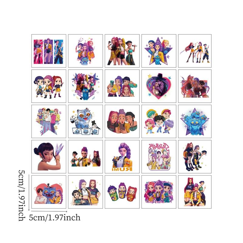 50pcs K-Pop Hunter Girl Temporary Tattoo Stickers, Temporary Tattoo Kit, Fun Anime Game Cartoon Body Art, DIY Toys, Party Reward Gifts