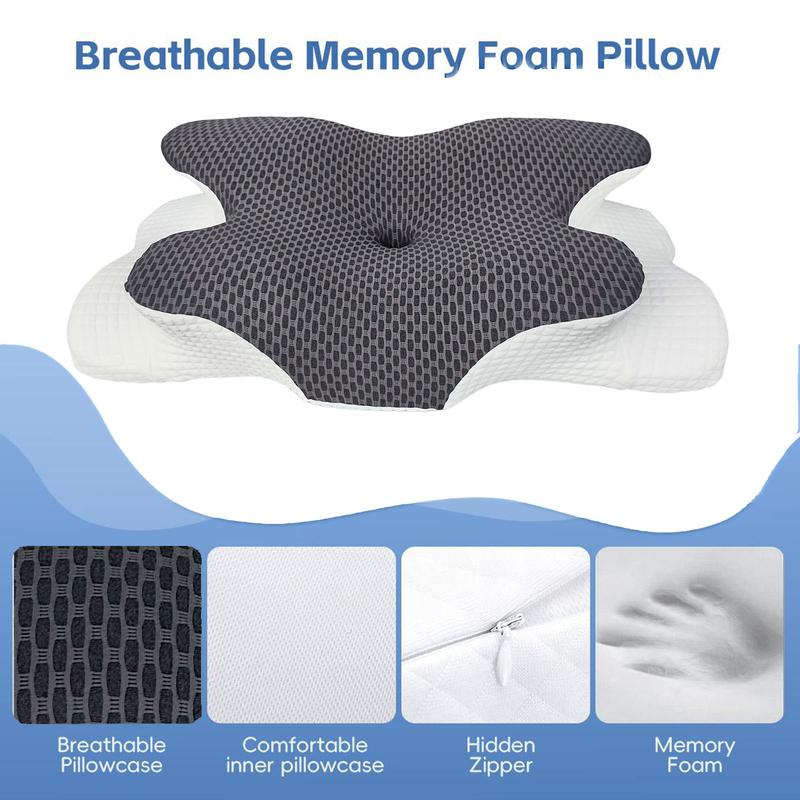 Premium breathable neck pillow for side and back sleepers, supportive memory foam bed pillow for ultimate comfort. Sleep aid, sleep pillow, Christmas gift, holiday gift