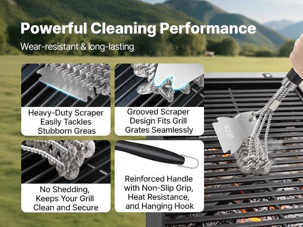 VEVOR Grill Brush and Scraper, BBQ Brush for Outdoor Grills, Stainless Steel Woven Wire, Bristle Free Barbecue Brushes for Porcelain, Charcoal, Grate Cleaner Grill Accessories, 17 in VEVOR Grill Brush and Scraper, BBQ Brush for Outdoor Grills, Stainless Steel Woven Wire, Bristle Free Barbecue Brushes for Porcelain, Charcoal, Grate Cleaner Grill Accessories, 17 in