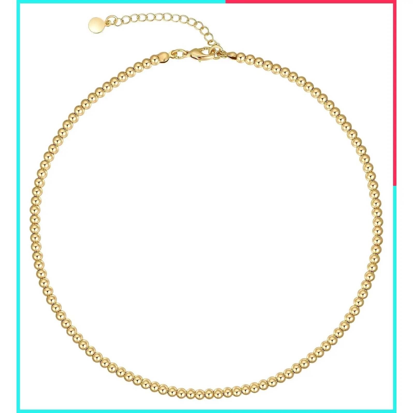 14K Gold Plated Chain Choker Necklace for Women 16 Inch Layering Jewelry, 3MM/5MM Herringbone, Gold Ball Beaded, Paperclip, Tennis, Cuban, Heart, CZ Station Chain Necklace, Dainty Jewelry Gift