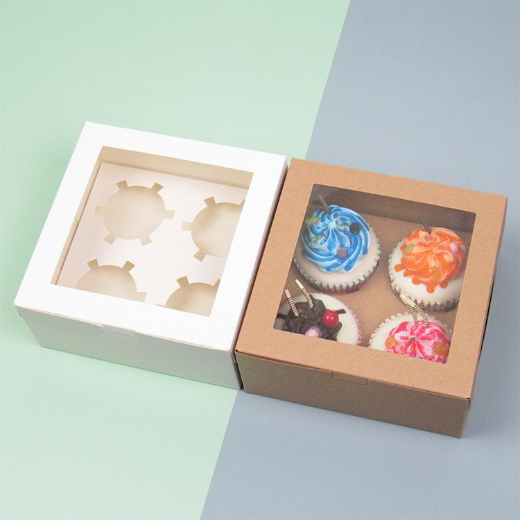 20/15/10/5/1pcs 4/6 Pack Clear Window Muffin Boxes, Kraft Paper Cupcake Containers for Bakery Desserts.needoh.paper plates