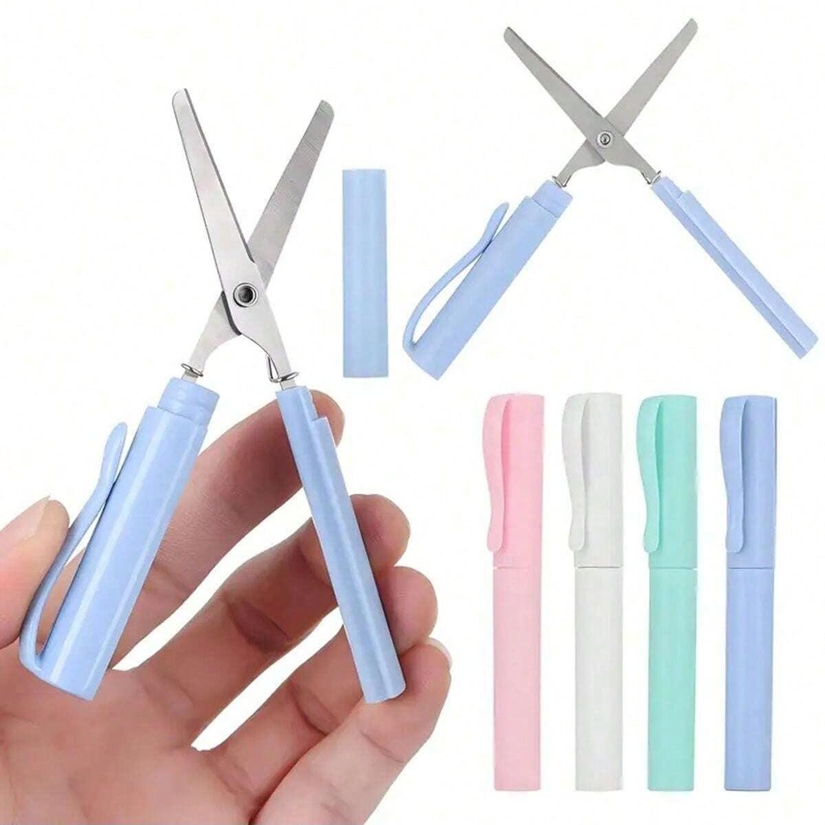 Two-In-One Folding Scissors Creative Stationery Mini Foldable Student Art Scissors Portable Convenient Multi-Functional Creative Projects Office School Use Compact Design