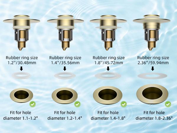 Hibbent Upgraded 3 in 1 Bathroom Sink Drain Strainer, Universal Pop Up Stopper with Removable Stainless Steel Filter Basket Hair Catcher, Sink Plug for 1.1''~2.36'' Basin, Brass Core, Brushed Gold