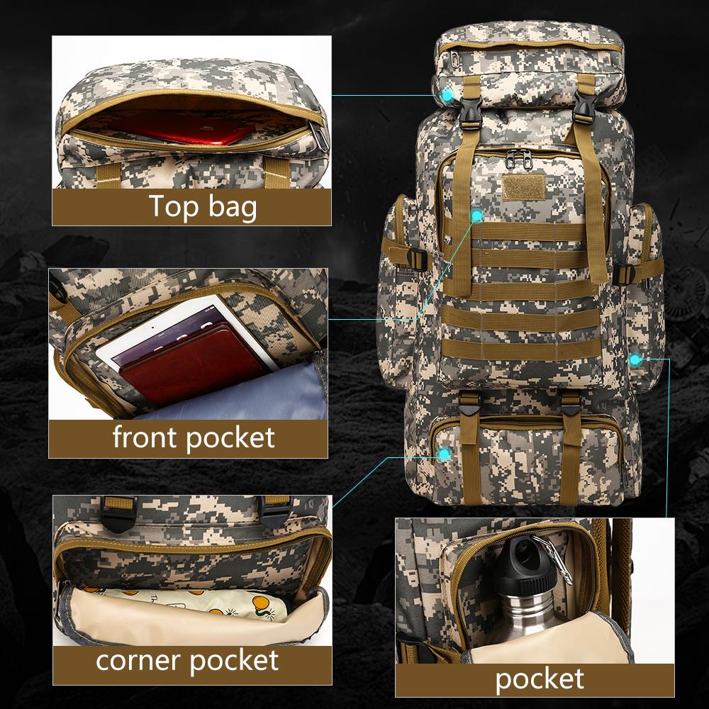 【Jumahe】Prepper Bags, 80L Big Forest Bugout Bags, 600D Oxford Fabric Go Bag, Waterproof and Breathable Travel Backpack, Spend night Biggie Handbag, Rugged and Durable Men's Camouflage Backpack Hiking Camping Hunting Fishing SpringStatements