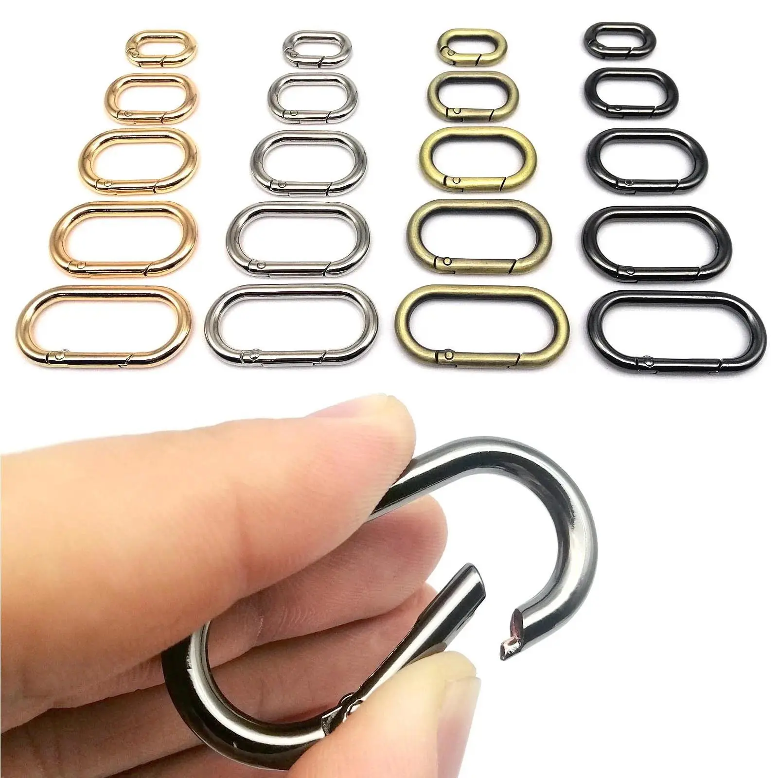 Oval Spring O Ring Openable Leather Bag Handbag Strap Buckle Connect Keyring Pendant Key Dog Chain Snap Clasp Clip Carabiner