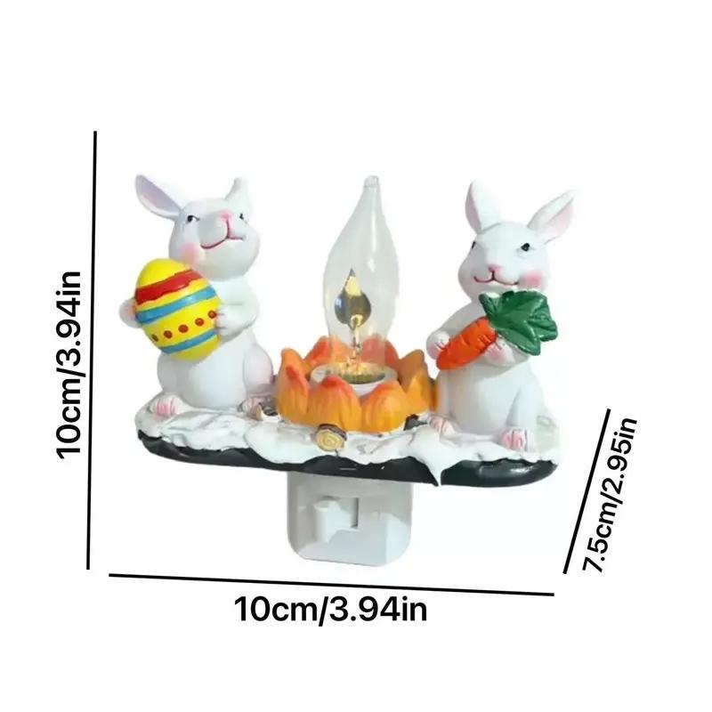 Rabbit Night Light, LED Bunny Campfire Decorative Lamp, Resin Ambient Easter Lights, Bedside, Holiday Night Lighting, Home Décor