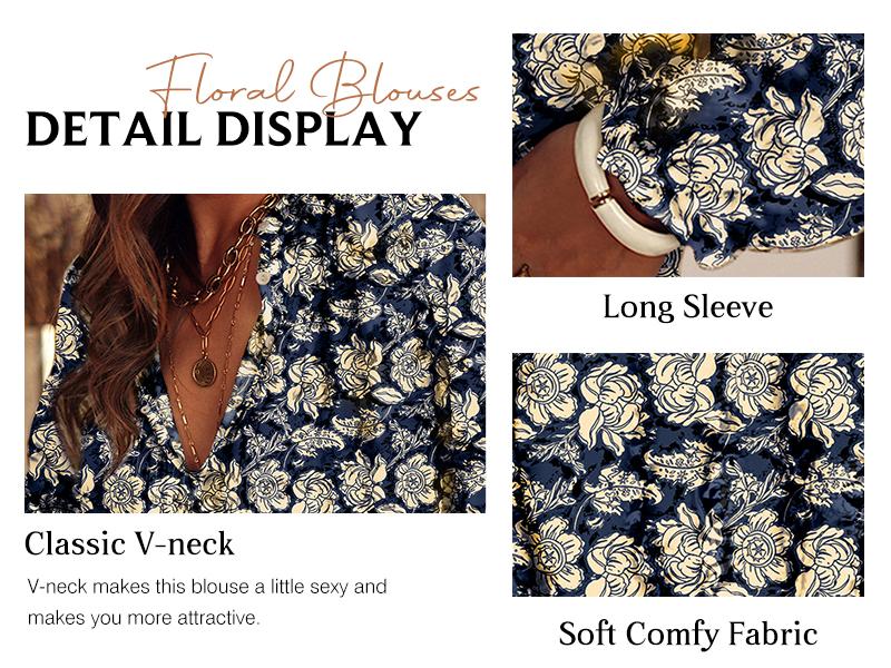 Shewin 2026 Spring/Summer Women’s Going Tops Boho Floral Chiffon VNeck Buttoned Long-Sleeve Blouse – Casual Spring Pink Top with Allover Floral Print for Womenswear, Multi-Color Options Longsleeves Fit