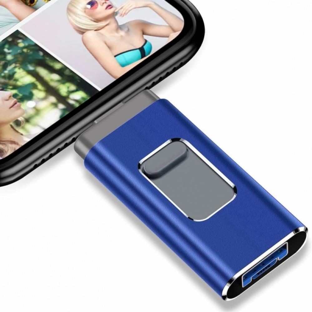 4-in-1 External Flash Drive for iPhone & Type-C & Android & Computer, USB 3.0 Memory Stick Photo Stick Thumb Drive, Photo & File Backup with App, Portable OTG PenDrive, 64GB 128GB 256GB 512GB 1TB, Christmas Gift for Boyfriend & Husband & Wife