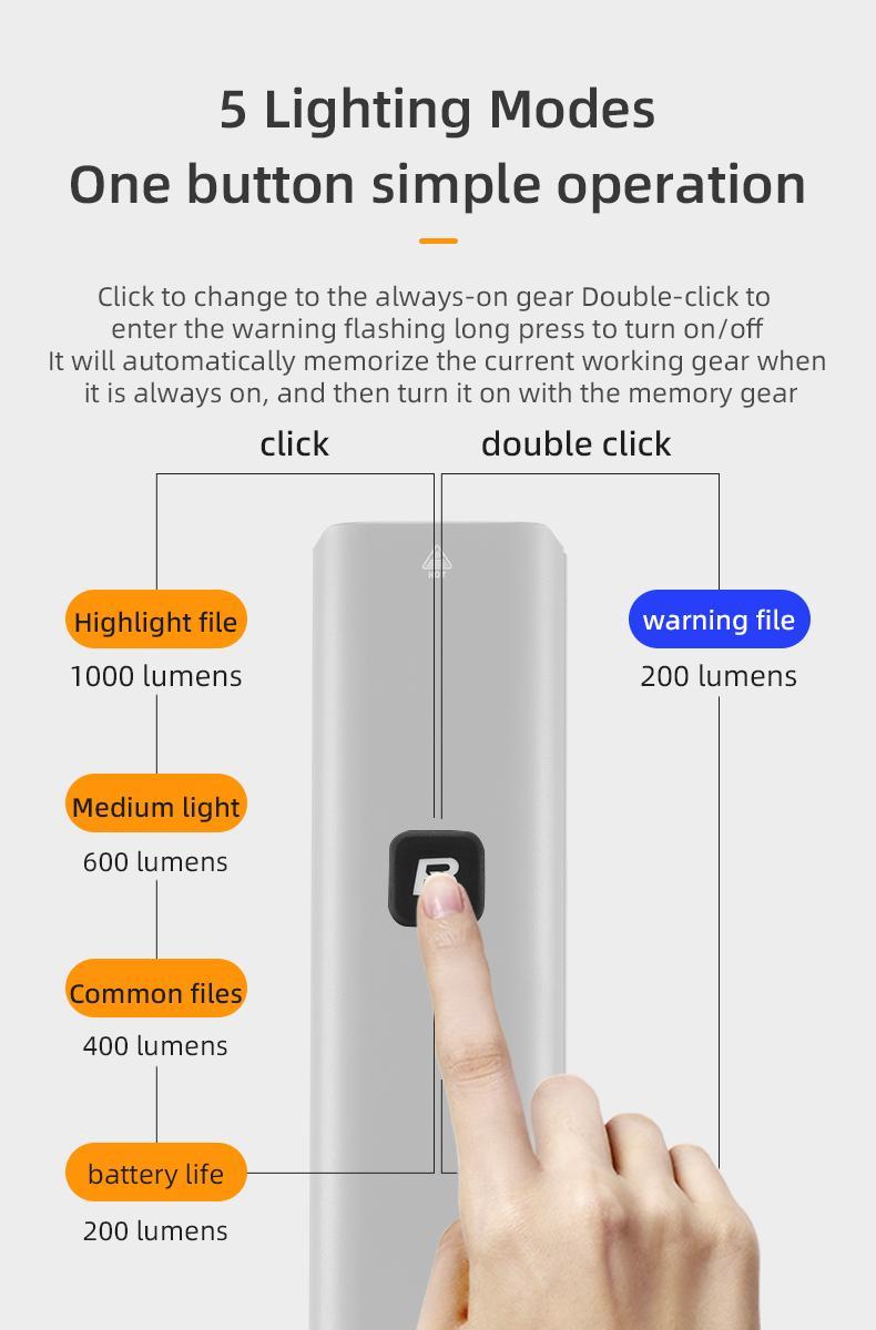 ROCKBROS Bike Light 1000 Lumens USB Rechargeable Bike Headlight Led IPX6 Waterproof Bike Front Light 5 Modes Aluminum Alloy Super Bright Bike Light for Night Riding