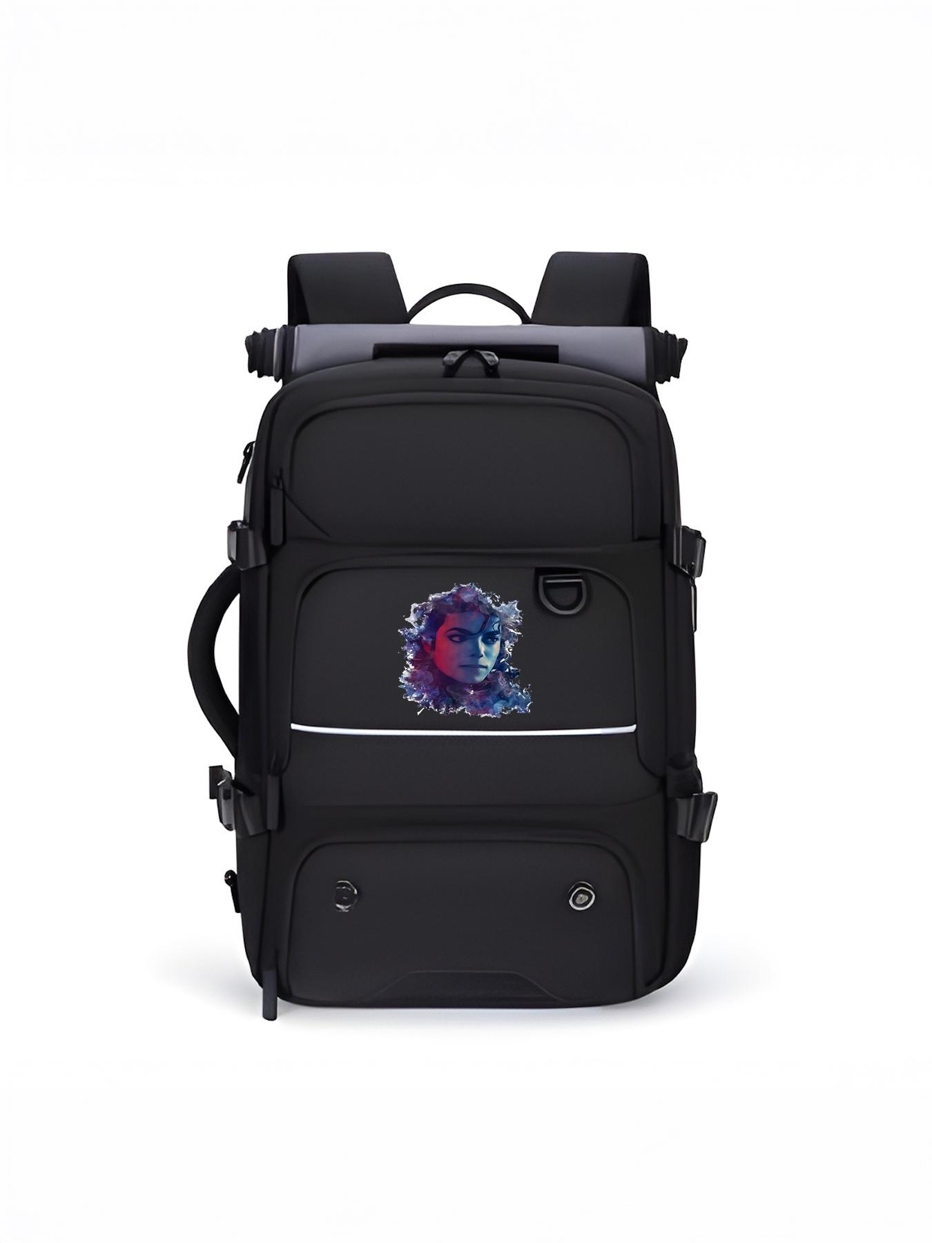 This hiking backpack features a Michael Jackson portrait and is designed with multiple layers, making it suitable as a back-to-school or New Year's gift.