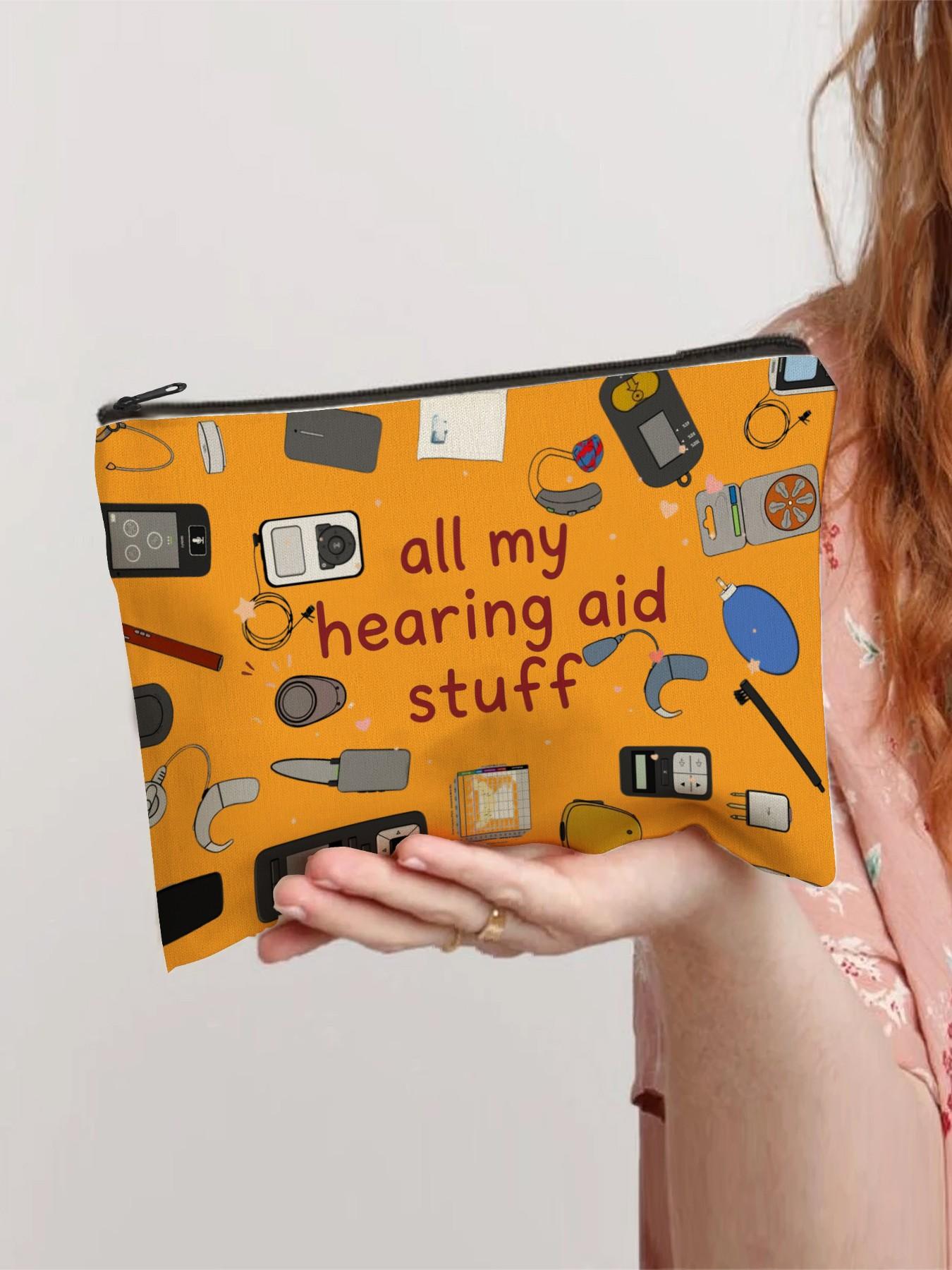 Hearing Aid Makeup Bag with Accessories, Charger, Batteries, Tools, Essential Organizer, Perfect Gift for Hearing Impaired