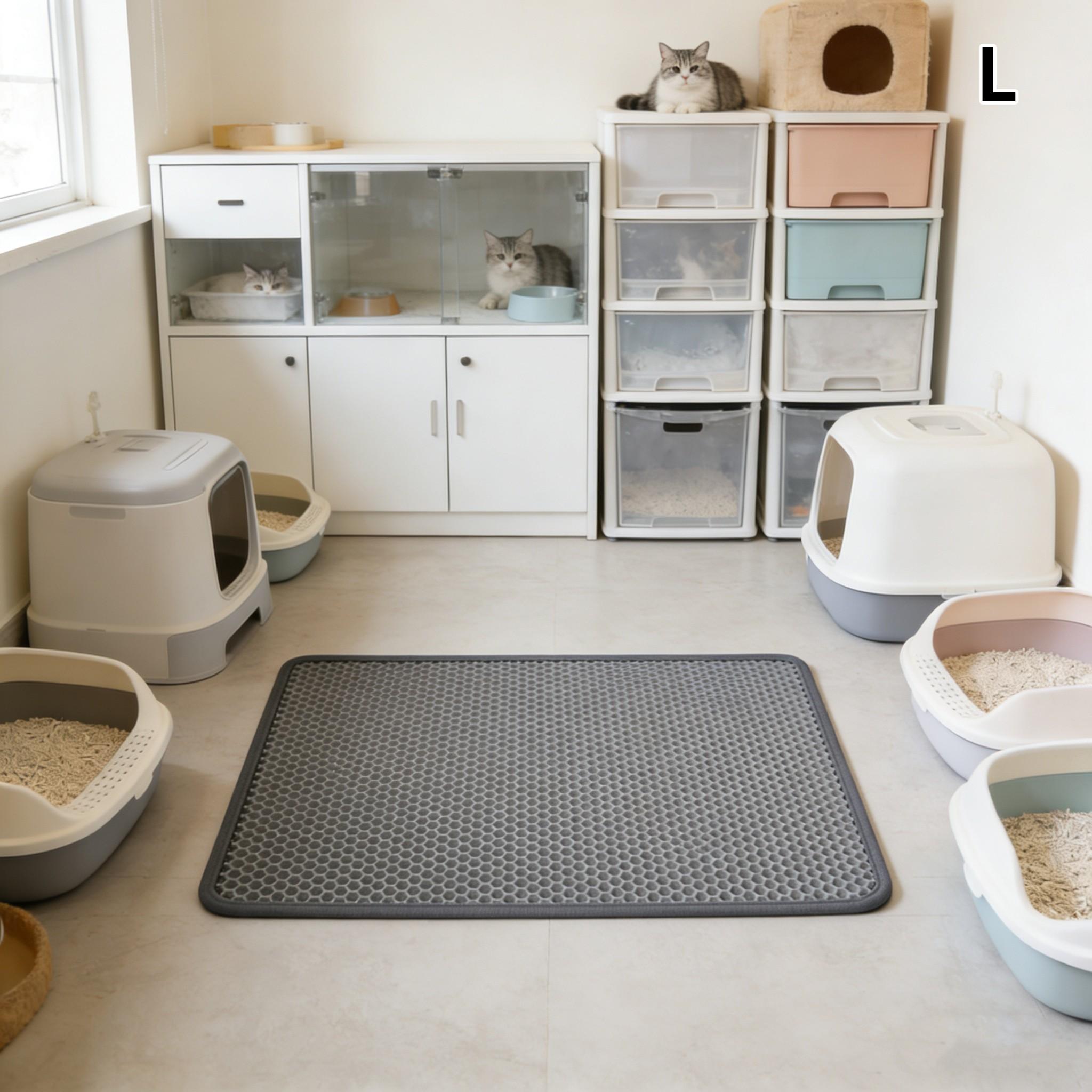 Double Layer Cat Litter Mat, Efficient Splash-Proof Eva Material, Non-Slip and Easy to Clean, 55x75cm/60x90cm Sizes