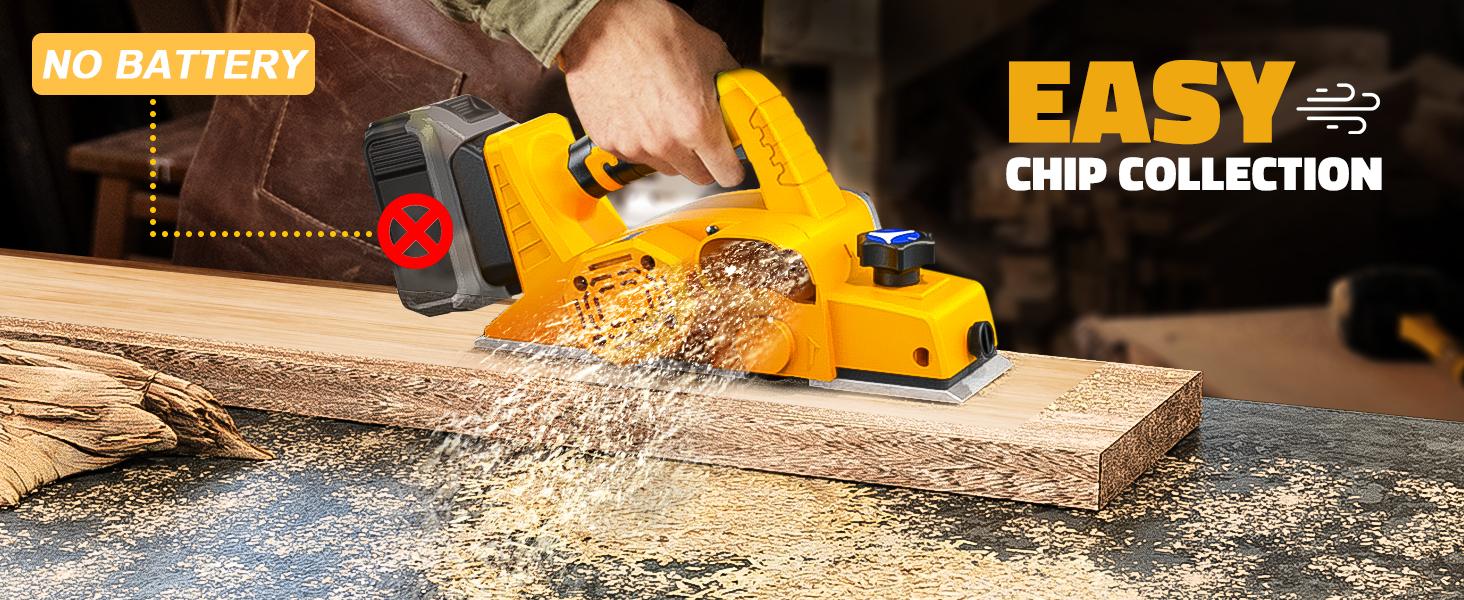 Cordless 3-1/4" Electric Hand Planer Compatible with Dewalt 20V Battery (No Battery!!) 15000RPM Power Wood Planer for Woodworking Carpentry and Home DIY Edge