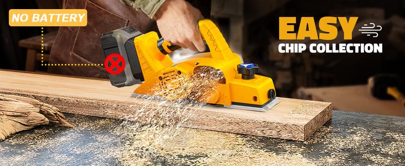 Cordless 3-1/4" Electric Hand Planer Compatible with Dewalt 20V Battery (No Battery!!) 15000RPM Power Wood Planer for Woodworking Carpentry and Home DIY Edge