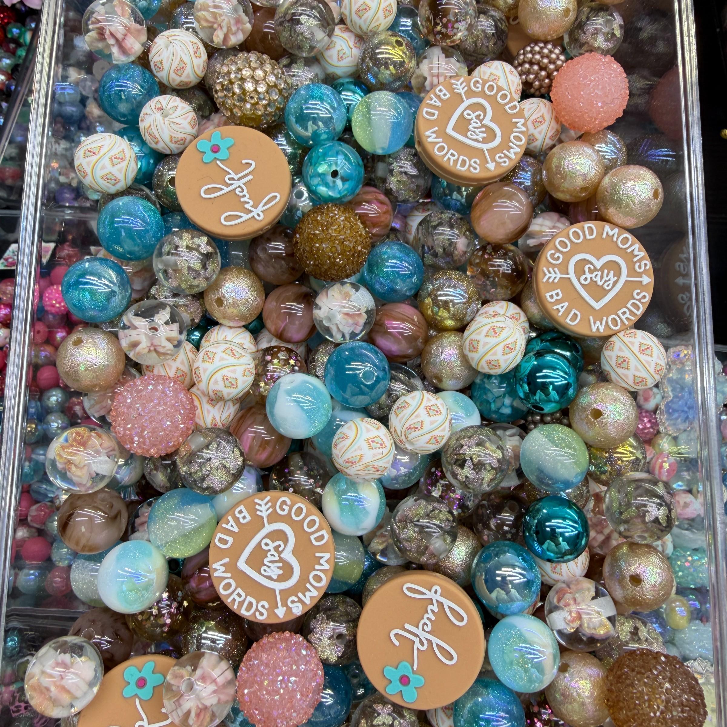 March Second Round Creative Acrylic Beads, DIY Mix Beads, Bead Assortment, DIY Beading, DIY Craft Embellishments, Used for Stringing Pens, Choking Hazard Warning, Ca Prop 65 Compliant, Non-Silver Color