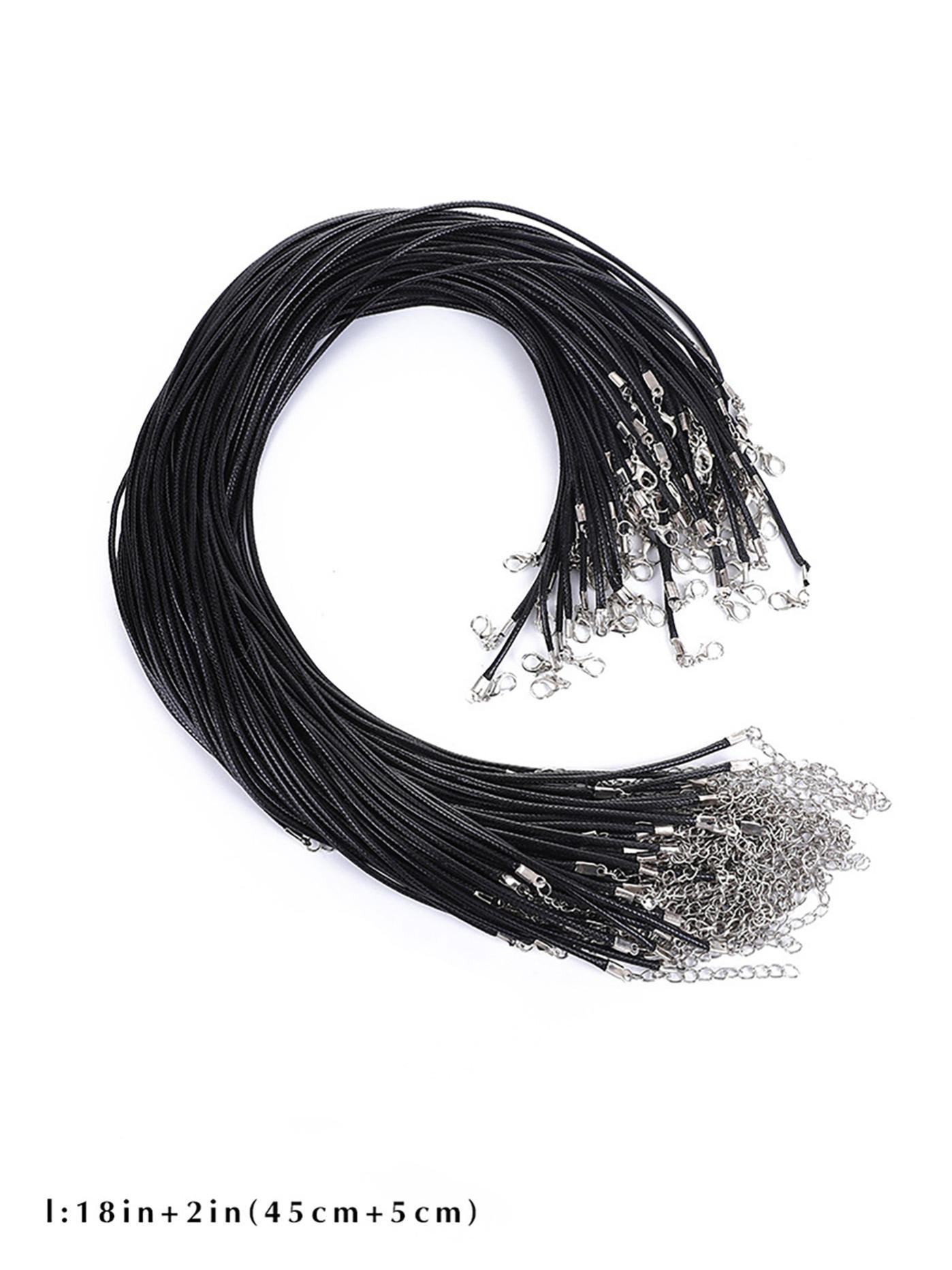 50 Pieces High-Quality Leather Necklace Bracelet Cords, Clip Rings, Suitable for Pendants, 18 Inches, Jewelry Making Material