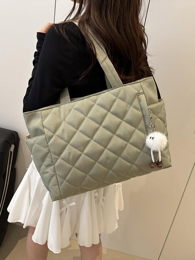 Women's New Large Capacity Lightweight Quilted Tote Bag, Casual Fashion Handheld Shoulder Bag, Perfect for Daily Use, Work, Commuting