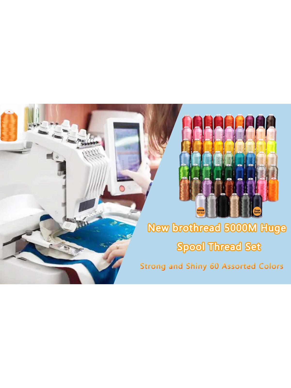 Multiple Assorted Colors of Huge Spool 5000M 100% Polyester Embroidery Machine Thread Set for Commercial and Domestic Embroidery Machines Embroideryart Small Business Crafts New brothread - Embroidery Thread Set Embroidery gift ideas for Brother Machines