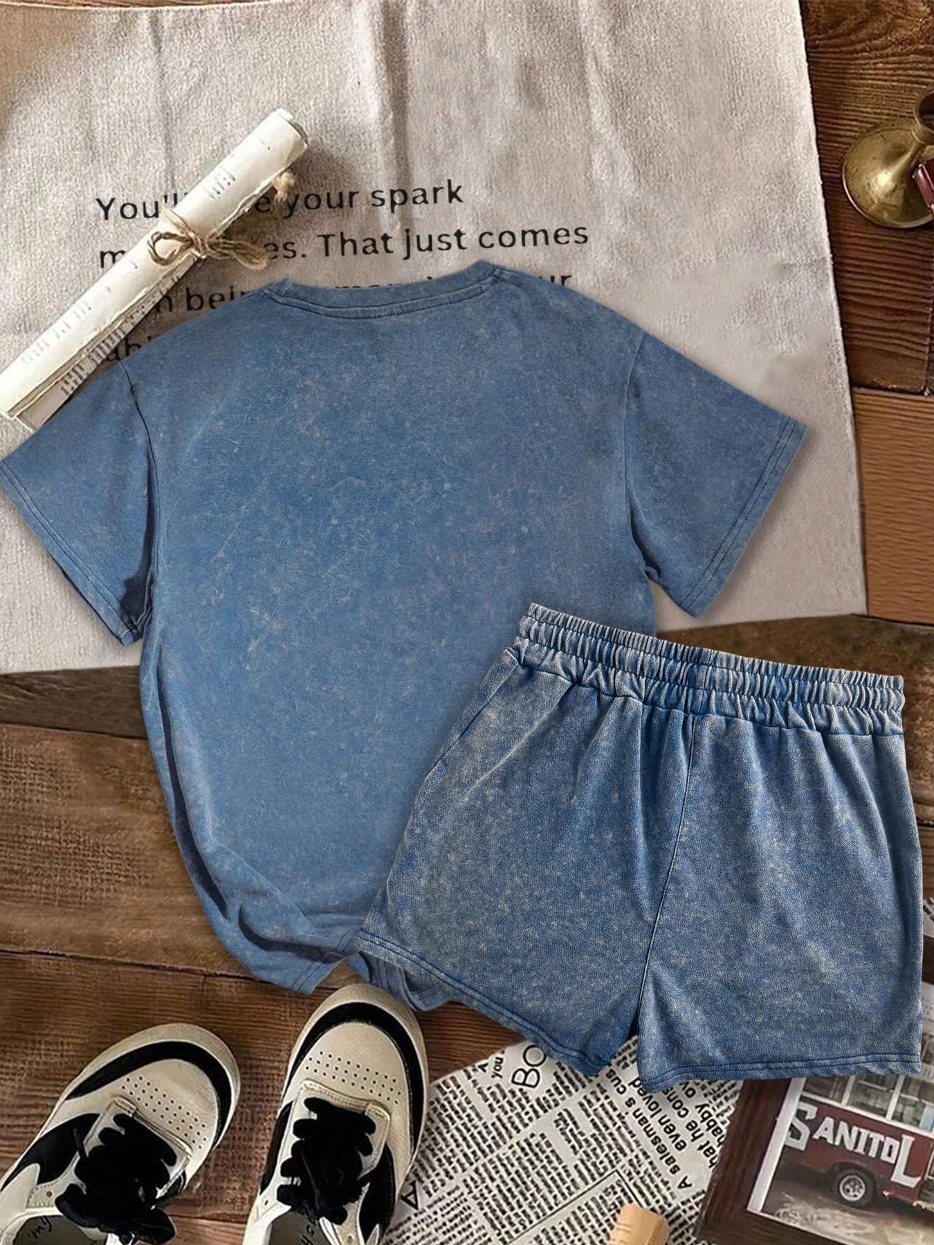 Two-piece Set Women's Solid Color Short Sleeve Tee & Shorts, Casual Minimalist Fitted Round Neck T-shirt & Shorts, Summer Daily Clothes Set for Ladies Outdoor Holiday, Womenswear, Athletic Activewear