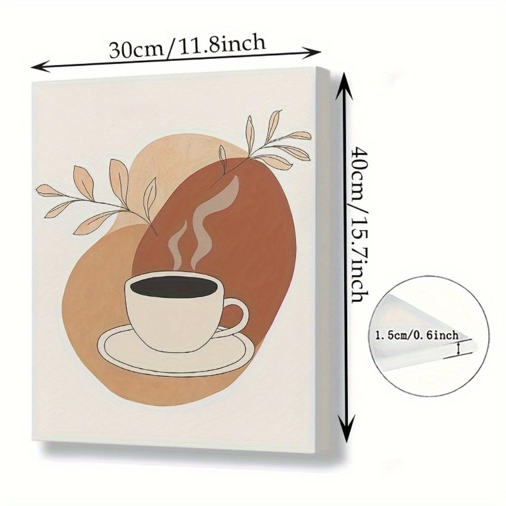 JIT 1PC , Vintage Coffee-Themed Canvas Art Print with Wooden Frame – Minimalist Wall Decor for Living Room, Bedroom, Kitchen, or Dining Area,  Earthy Tones  Stylized Design, Coffee Bar Decor