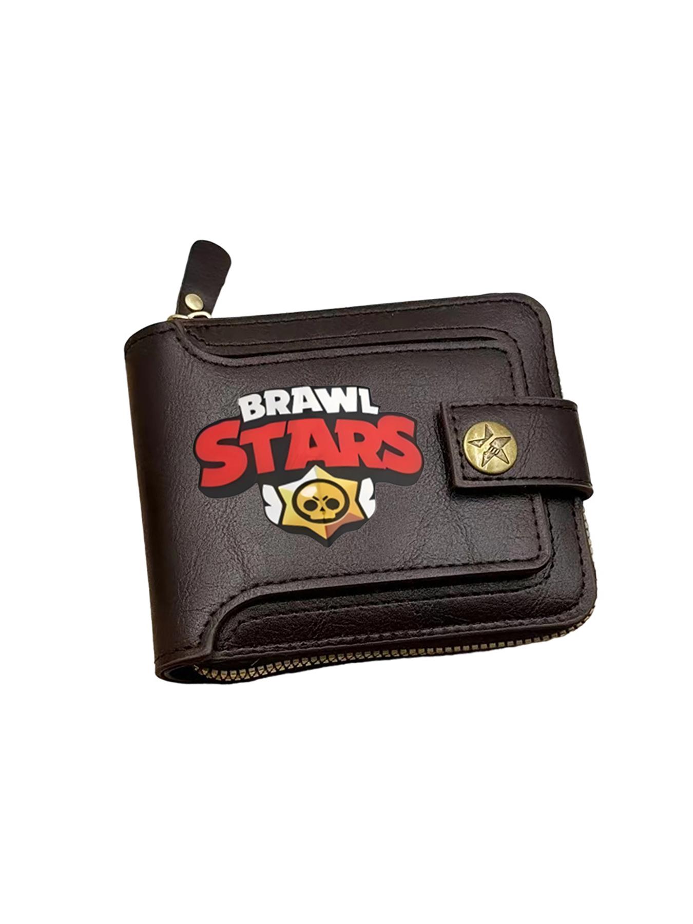Brawl Stars Printed Black Leather Wallet for Everyday Use and Casual Outings Suitable for Gaming Enthusiasts and Fans Ideal Gift for Christmas  Birthdays  and Special Occasions with Secure Zipper and Button Closure Stylish and Durable Design Perfect for
