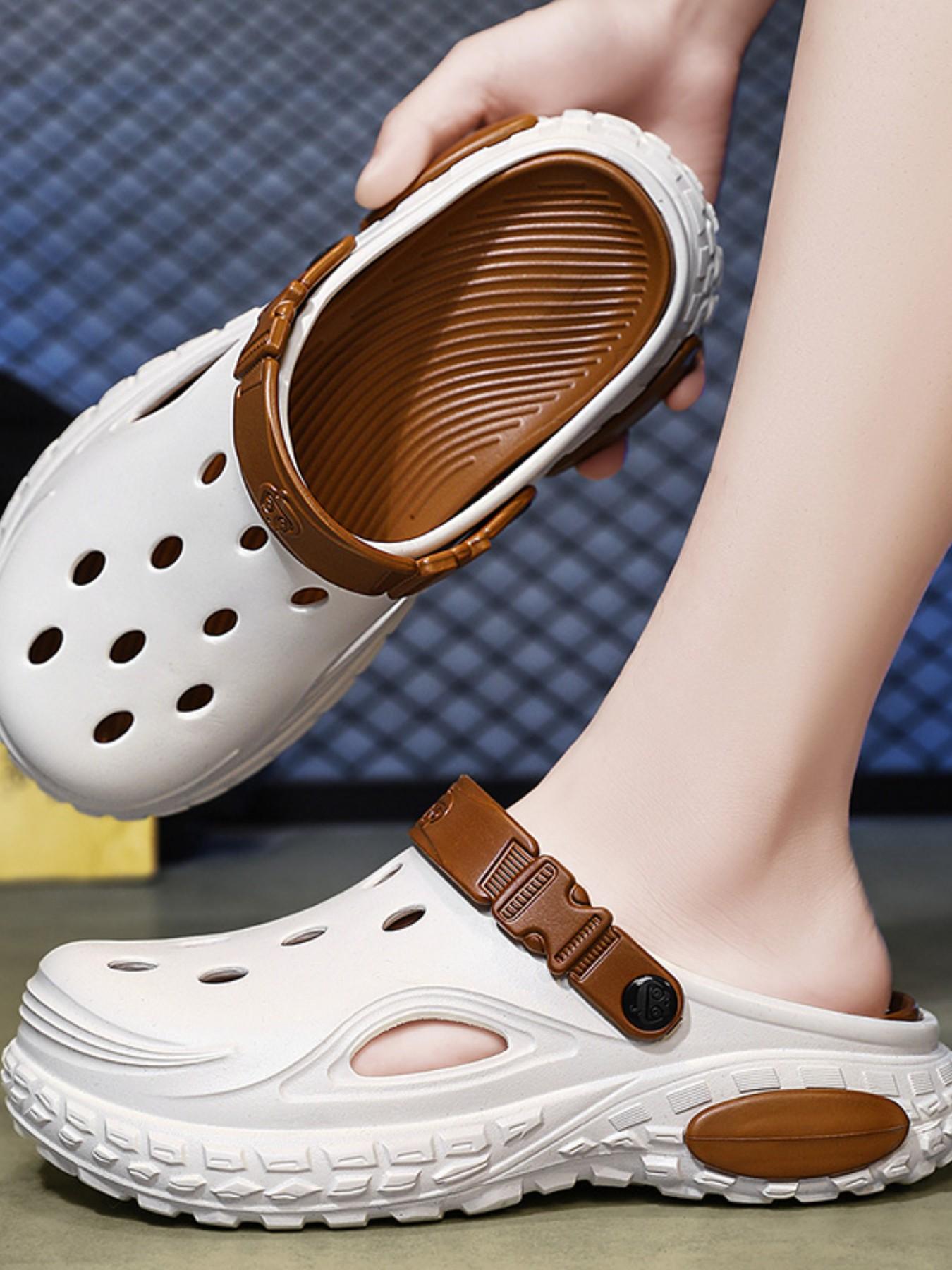 Large Size Couple Holey Shoes, Loose Thick Sole Sandals, Outdoor Wear, Extra Wide Durable Slippers, Beach Shoes, Comfortable Footwear