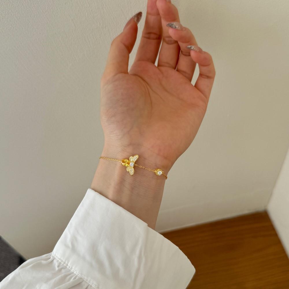 (SS024)S925 Sterling Silver Bee Jewelry Set Necklace, Bracelet & Stud Earrings Vintage Elegance Minimalist Charm Ideal Daily Wear & Gift(new)