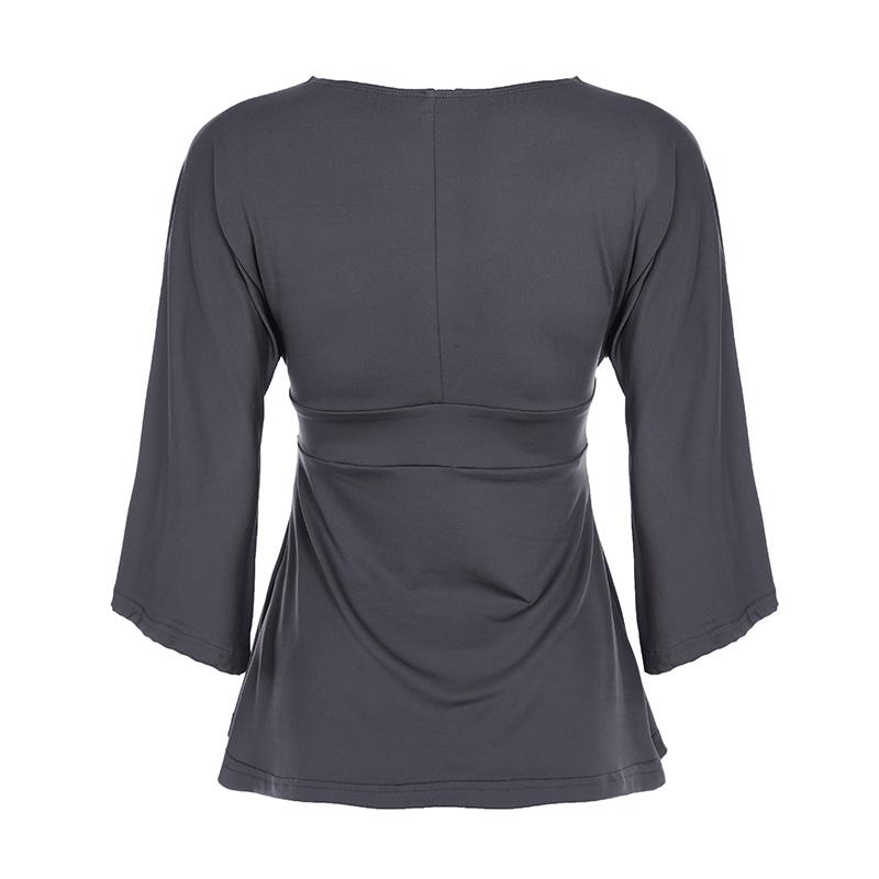 Women's V Neck Ruched Batwing Sleeve Fall Winter Y2k Casual Basic Tee, Lady Comfortable Long Sleeve Top Casual Boho Sleeve