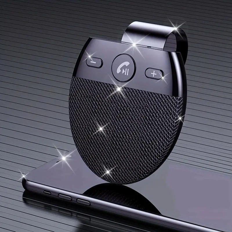 V5.0 Wireless Vehicle Speakers • Hands-Free Car Kit with Speakerphone • Sun Visor Music Player Featuring a Microphone