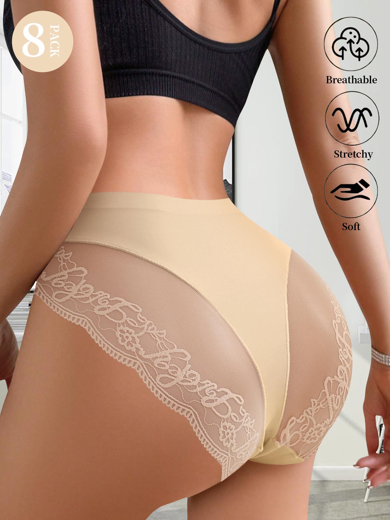 QUASTI 8-Pack Mid-Rise Spliced Lace Sexy Briefs for Women Breathable High Stretch Panties Soft Fashionable Seamless Underwear Basic Minimalist PantiesS-XXL Fabric Polyester QUASTI 8-Pack Mid-Rise Spliced Lace Sexy Briefs for Women Breathable High Stretch Panties Soft Fashionable Seamless Underwear Basic Minimalist PantiesS-XXL Fabric Polyester