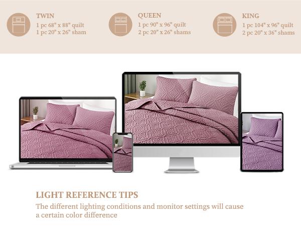 Exclusivo Mezcla California King/King/Queen/Twin Size Quilt Bedding Set, Lightweight Soft Bedspreads Coverlets with 2 Pillow Shams, Modern Oversized Quilts for All Seasons