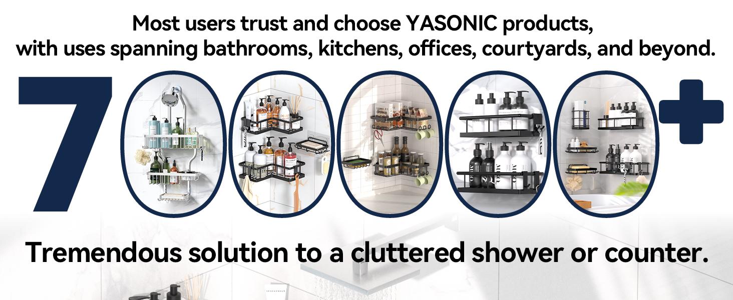 YASONIC 5 Pack Shower Caddy Shelf Bathroom Shower Organizer Rack No Drilling Multifunctional Organizer,corner shower shelf