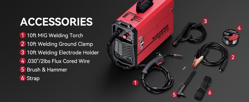 ARCCAPTAIN MIG130 130A MIG Welder 110V Flux Core 3 in 1 Welding Machine with Synergy IGBT Inverter Portable Gasless Welder for Home DIY Projects and Heavy Duty Welding Tasks Black Friday and Cyber Monday Deal, Thanksgiving/Christmas Gifts for Men/Dad