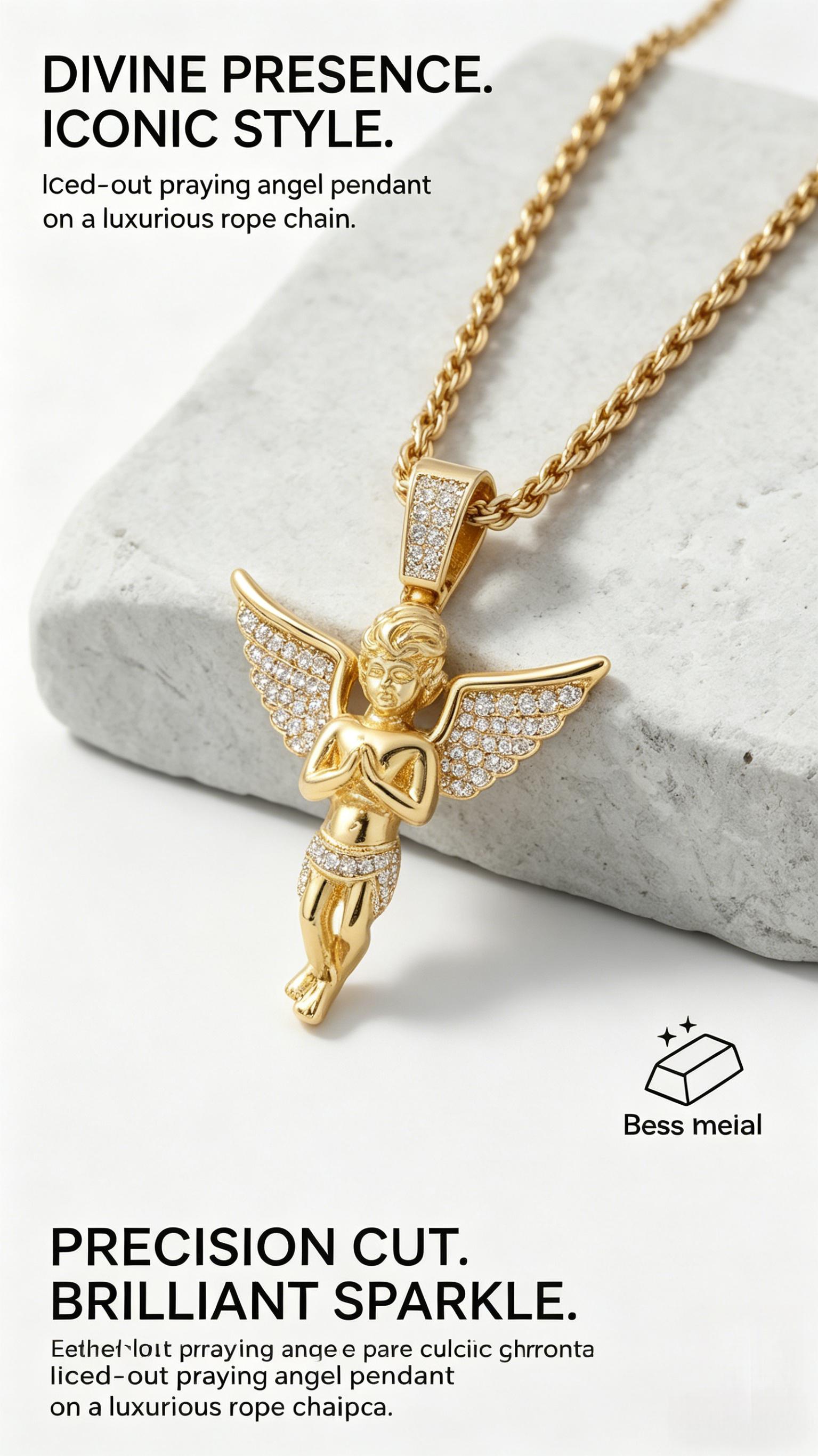 Premium Angel Pendant Necklace, Durable Alloy Construction for Daily Use