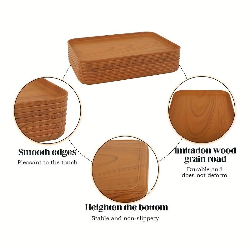 Wood Grain Plastic Tray, Rectangular Multi-Purpose Tray with Oak Design, Lightweight Durable Aesthetic Kitchen Countertop Decor, Home Hotel Cafe Art Decoration