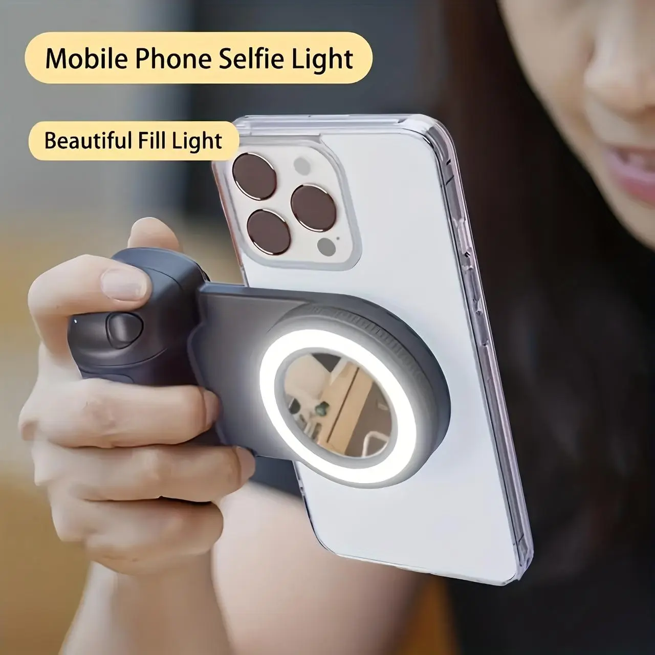 Smartphone Camera Grip Smartphone Camera Mount Magnetic Detachable Remote Shutter 360° Rotating Magnet Self-Illuminating Effortless Selfies & Live Streaming