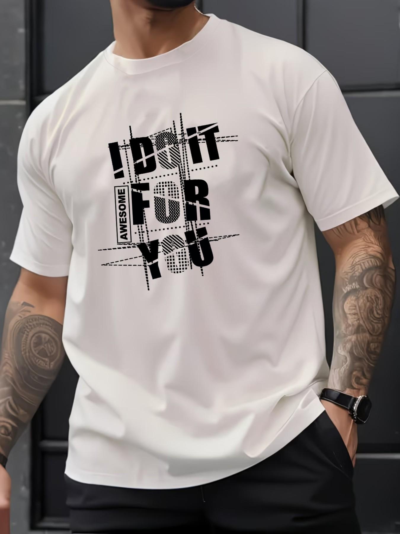 Men's Summer Micro-Stretch Comfort Round Neck Printed T-Shirt, Fashionable Trendy Wear, Best Choice for Men, Casual Stylish Tee