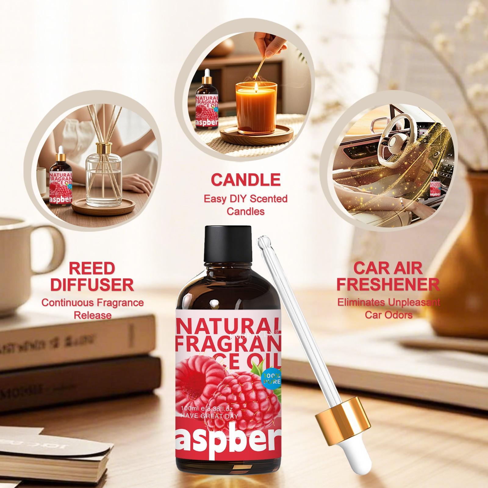 100ML Raspberry Scented Essential Oils, Alcohol-Free Long-Lasting Fragrance Scent Diffuser, Car Air Freshener, Body Massage, Home Decor, Holiday Gift
