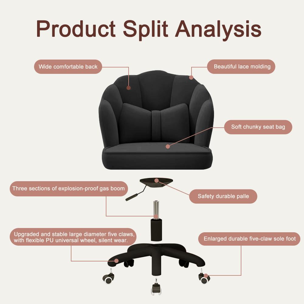 【Black Friday】 Vanity Office Chair Cute Petal Desk Chair, Modern Fabric Home Butterfly Chairs Height Adjustable Chair Makeup Chairs Computer Chair