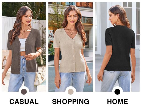 Arach&Cloz Womens Wool Blended Cropped Cardigan Sweater 2026 Short Sleeve Shrug Business Casual Outfits Lightweight Top