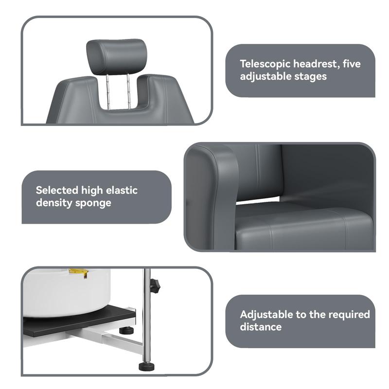 Reclining Pedicure Chair with Stool, 360 Swivel Massage Foot Bath Hydraulic Pedi Chair, Height Adjustable Pedicure Unit Station Beauty Spa Salon